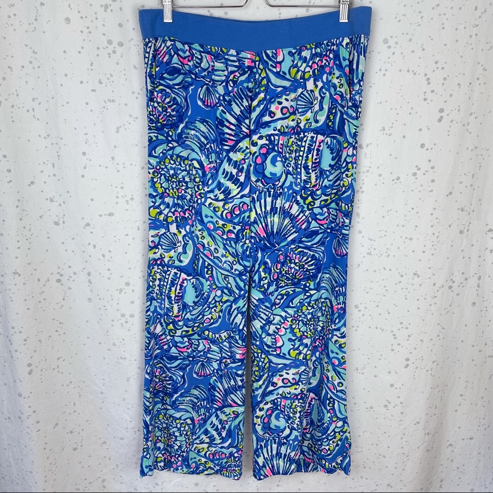 EUC Lilly Pulitzer The Seaside Beach Pant L Brilliant Blue Ceviche